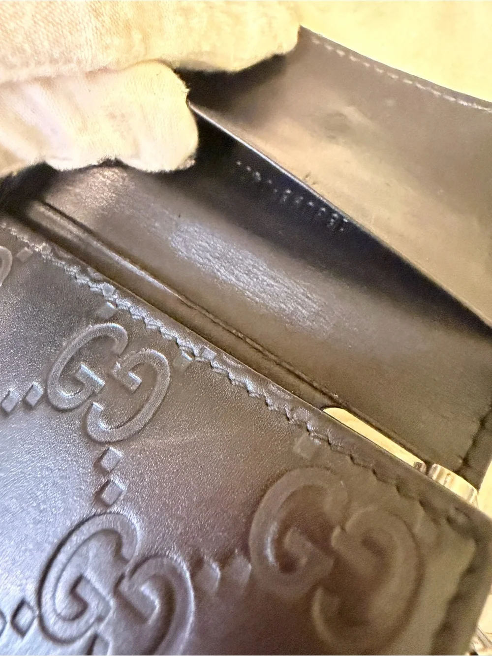 Gucci Black Embossed Leather Key Holder